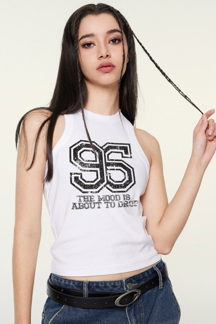Washed Digital Print Crop Tank Top