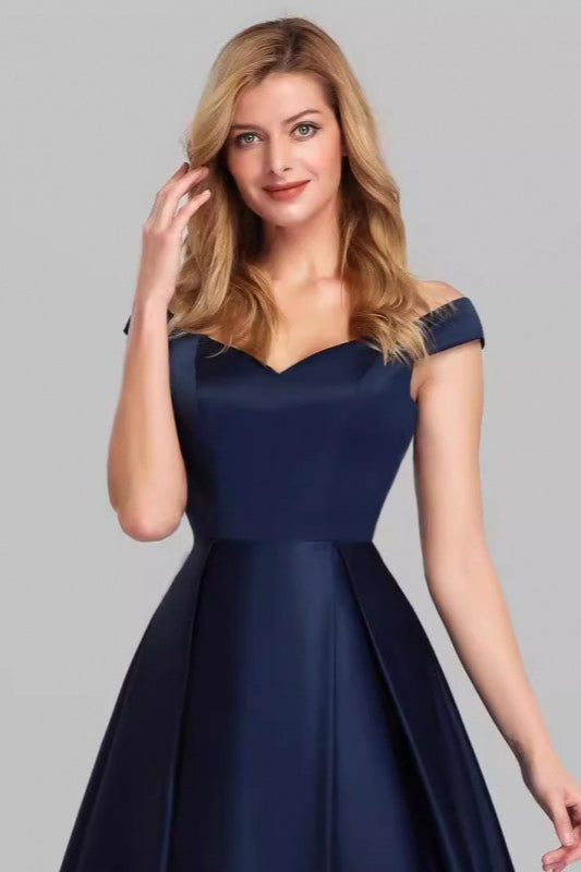 Satin Off Shoulder Sweetheart A-Line Formal Gown