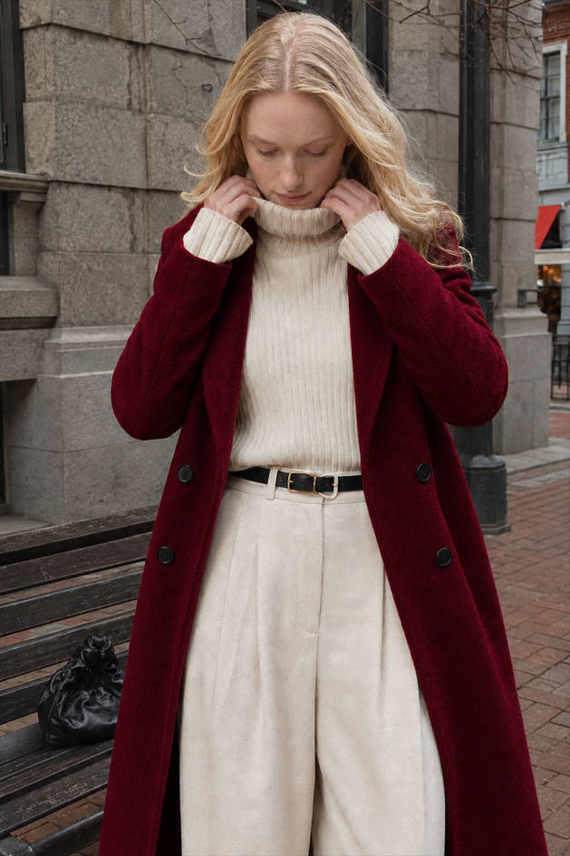 Warm Wool Solid Color Long Overcoat