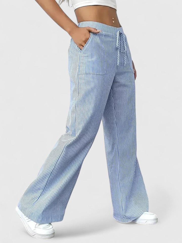 High Waist Striped Wide Leg Pants
