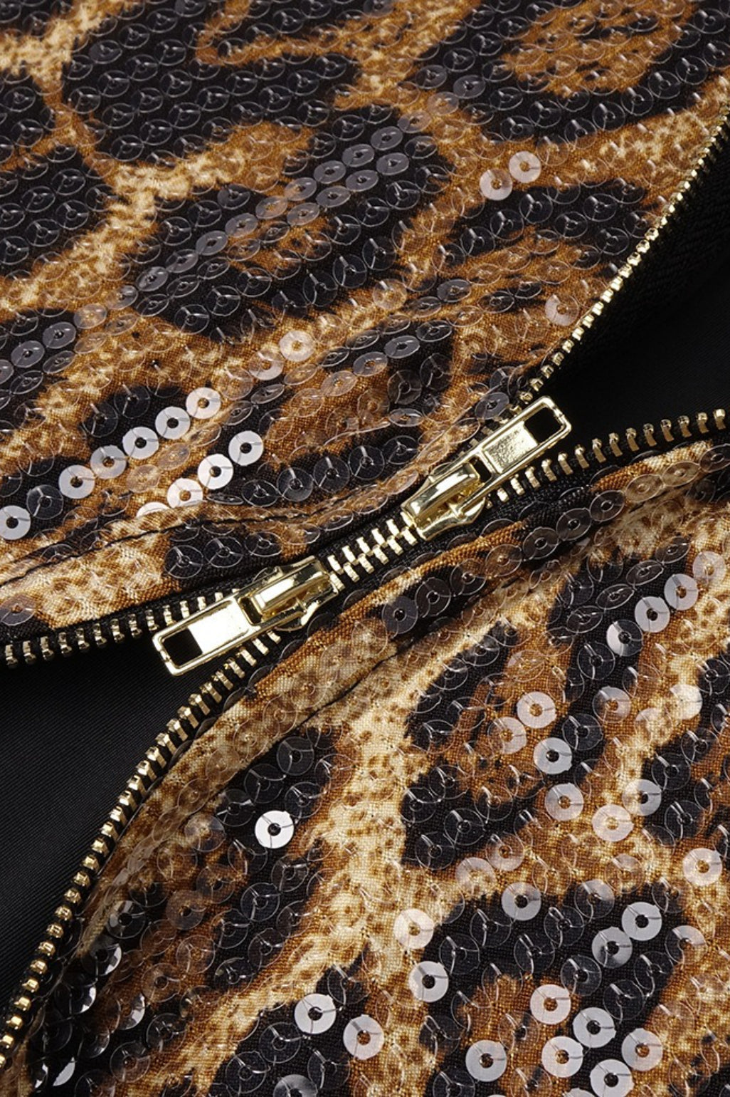 Leopard Sequin Sheer Cape Cut Out Mermaid Maxi Gown