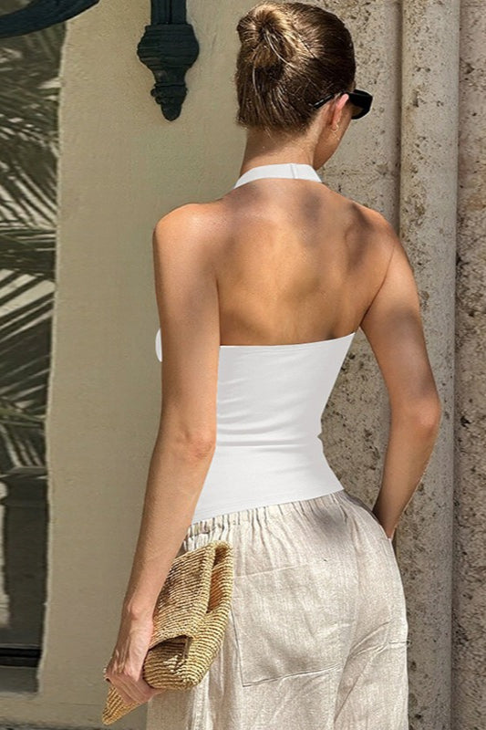Backless Halter Crop Cami Top