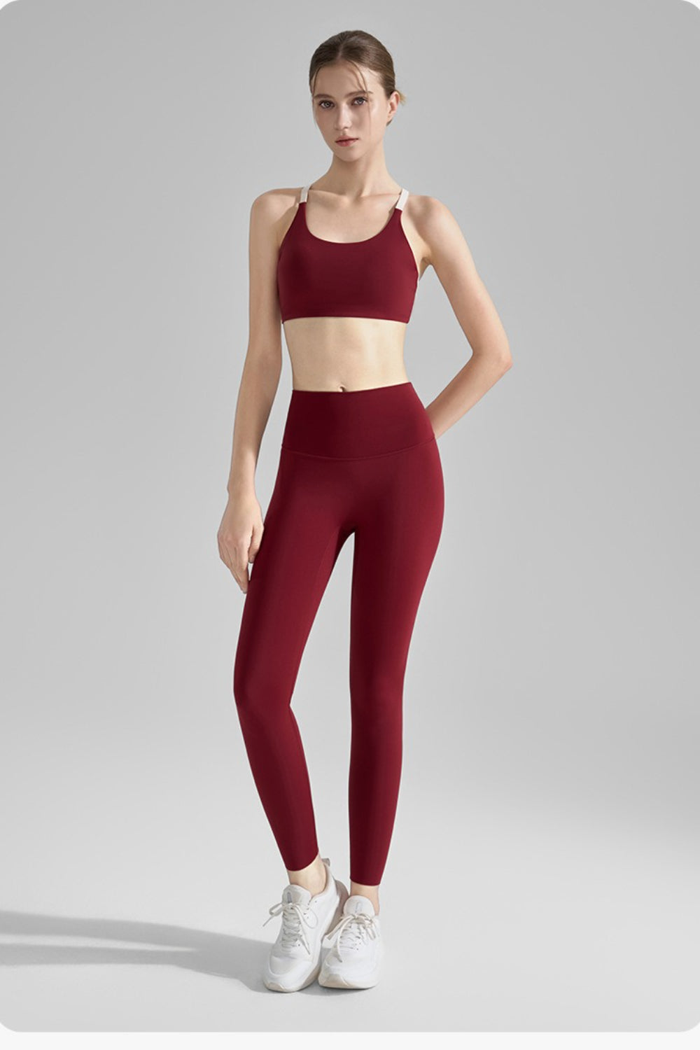 Cross Back Contrast Trim Sports Bra and High Waist Leggings Two Piece Set 2