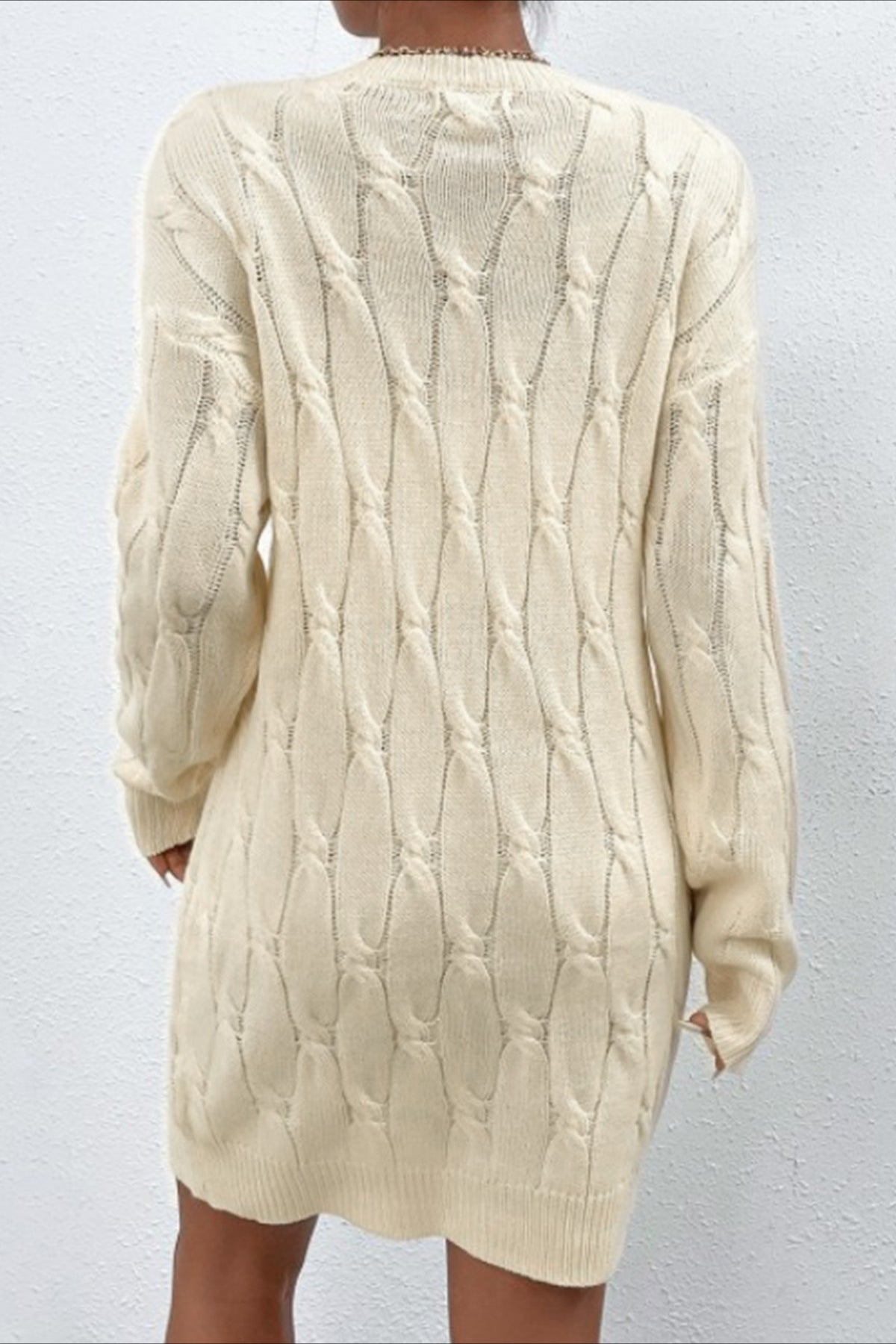 Long Sleeve Cable Knit Sweater Dress