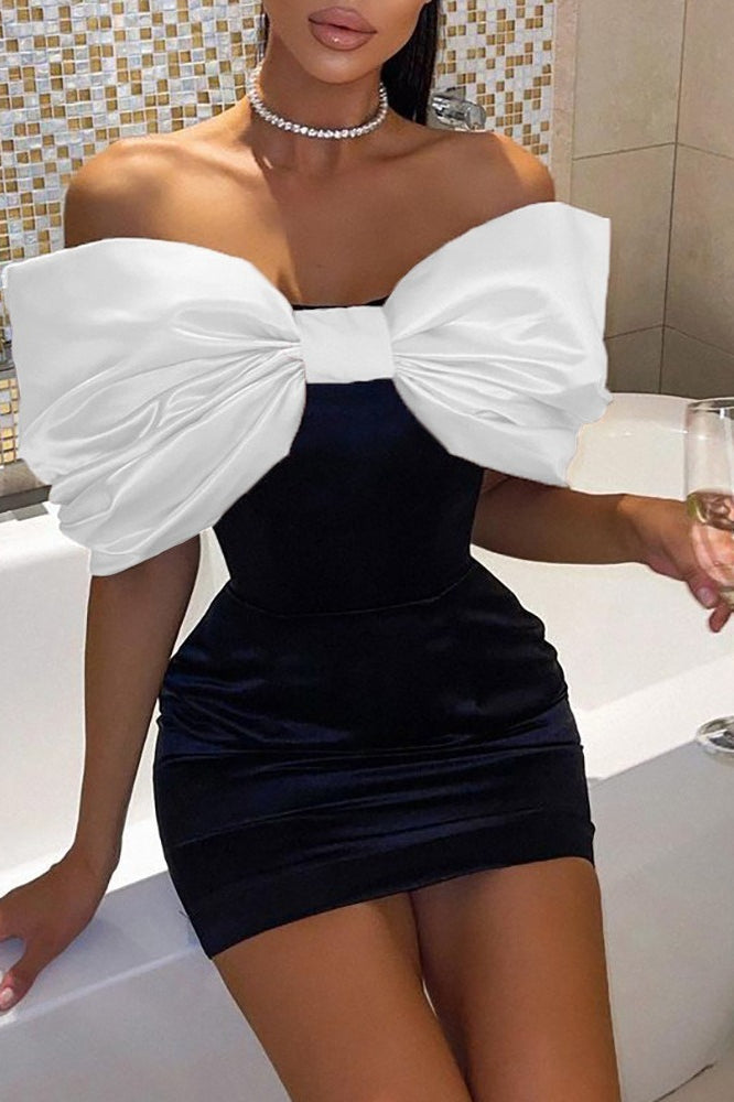 Detachable Bow Backless Bodycon Cocktail Dress 3
