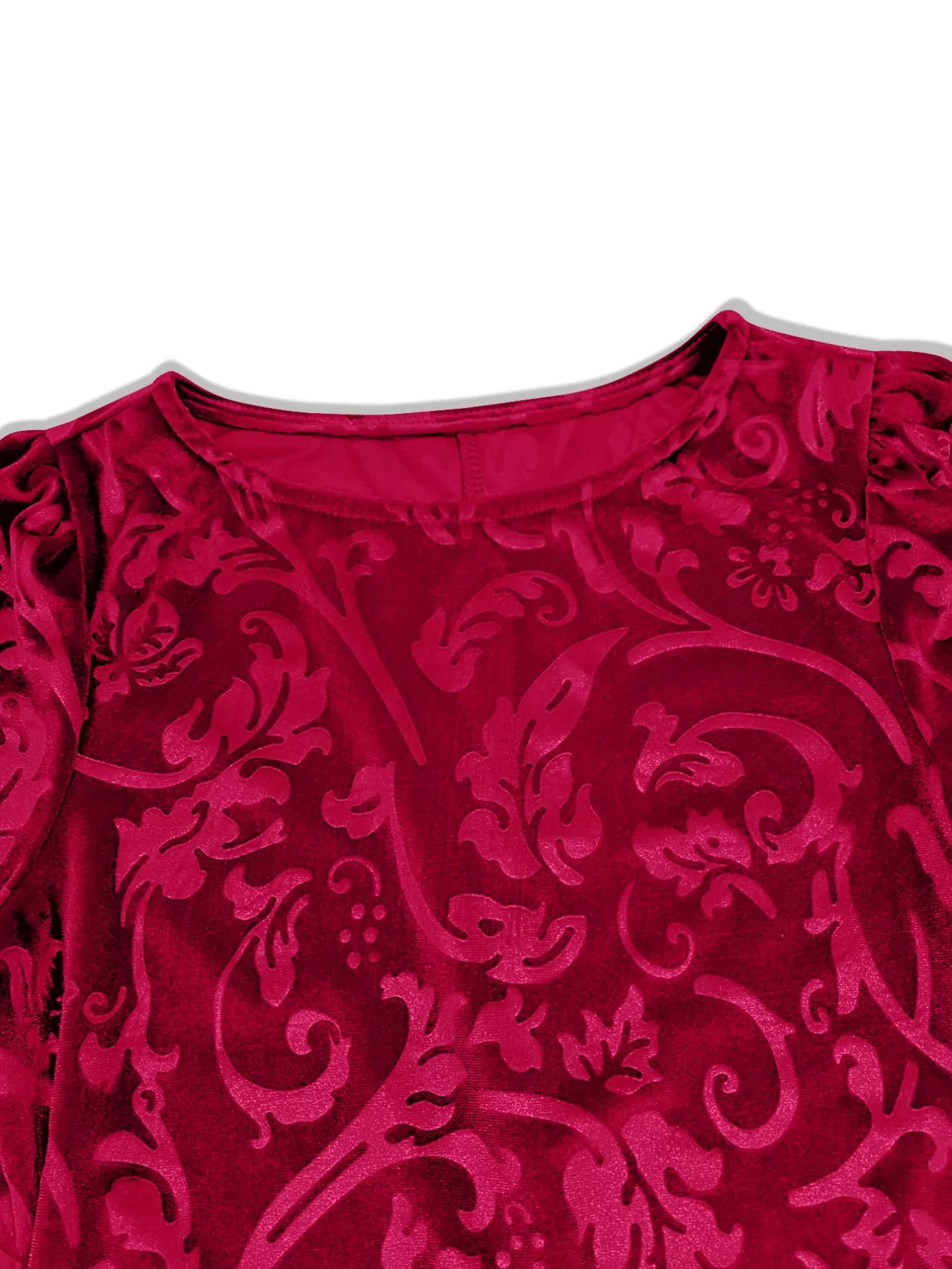 Luxe Red Velvet Floral Fitted Mini Dress