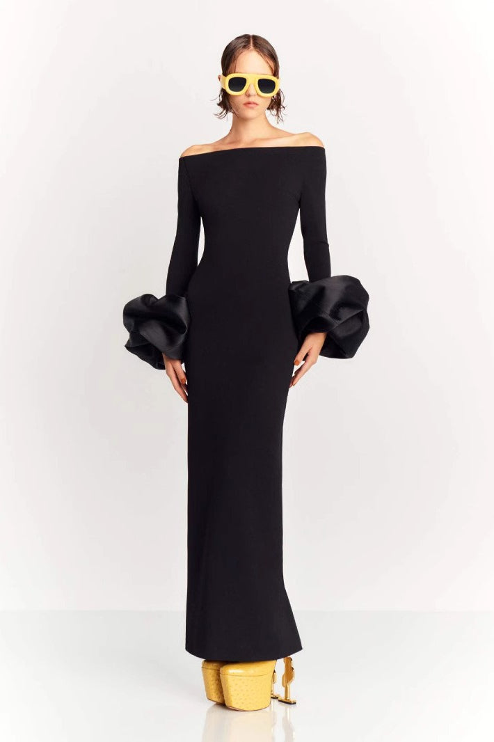 Off Shoulder Puff Sleeve Mermaid Maxi Gown