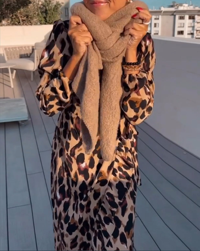 Nora Boutique V Neck Leopard Print Dress Statement Occasion Edit