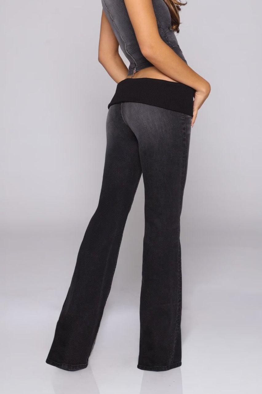Low-Rise Flared Denim Jeans