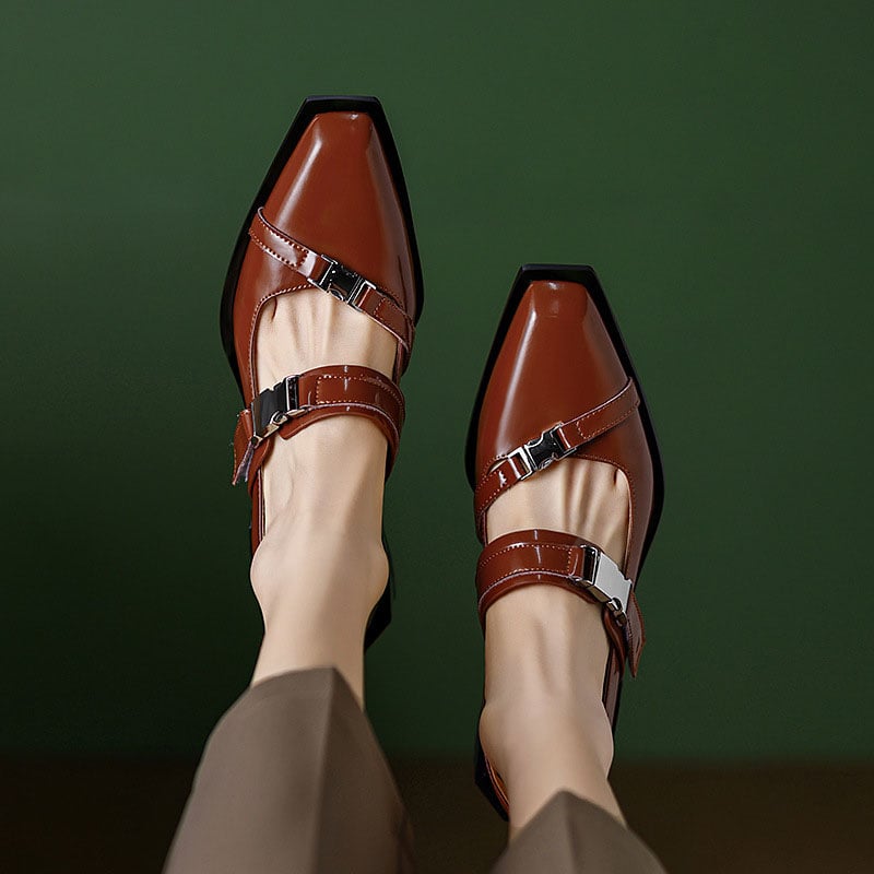 Dorbeta Square Toe Block Heels Mary Jane Shoes