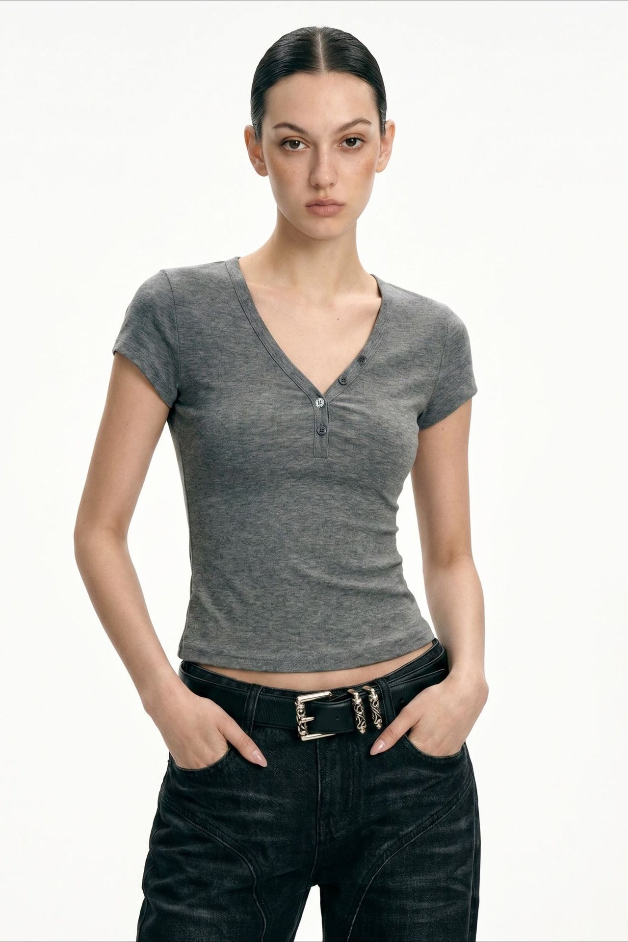 Deep V-Neck Crop Top