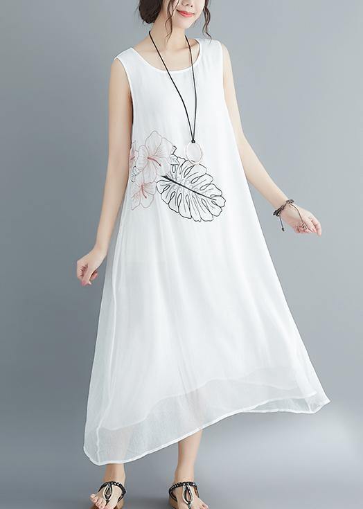 Tropical Print Sleeveless Crew Neck Tiered Hem Midi Dress