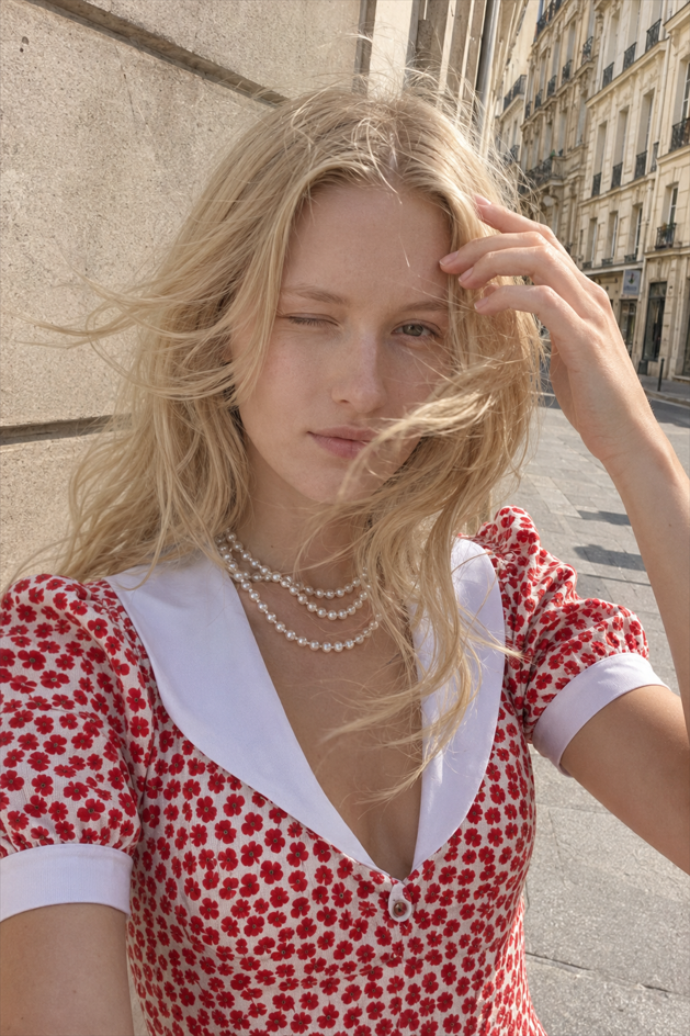 French Vintage Collared Puff Sleeve Floral Mini Dress