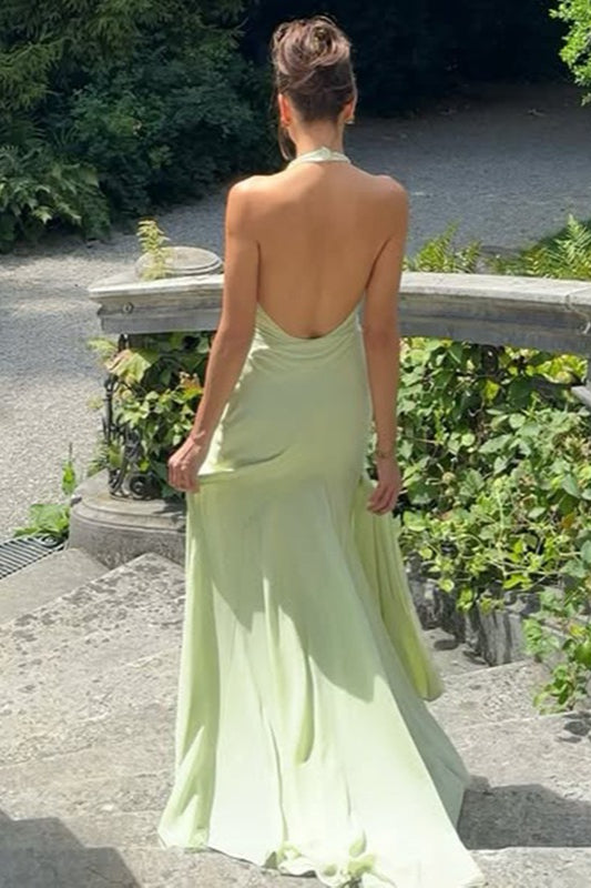 Halter Deep V-Neck Party Dress