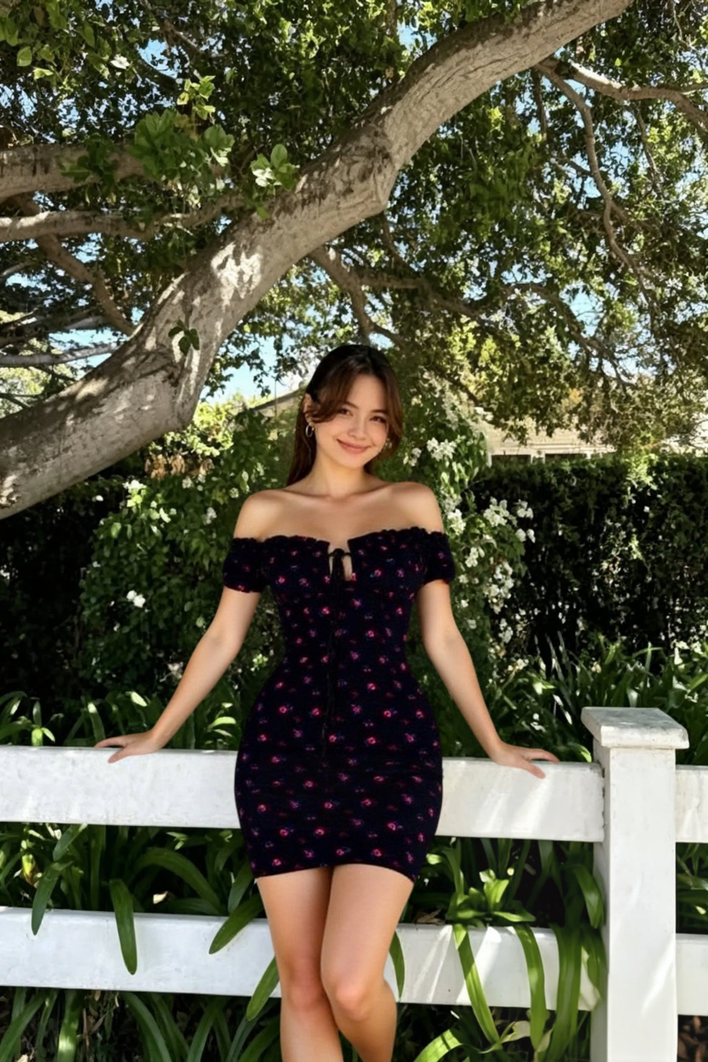 Floral Wrap Off Shoulder Tie Up Front Ruffle Slash Neck Dress