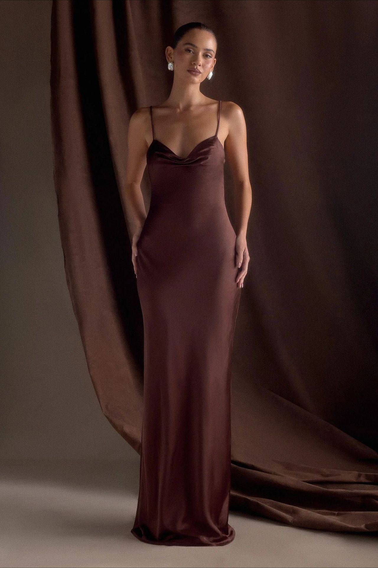 Draped Maxi Silk Dress