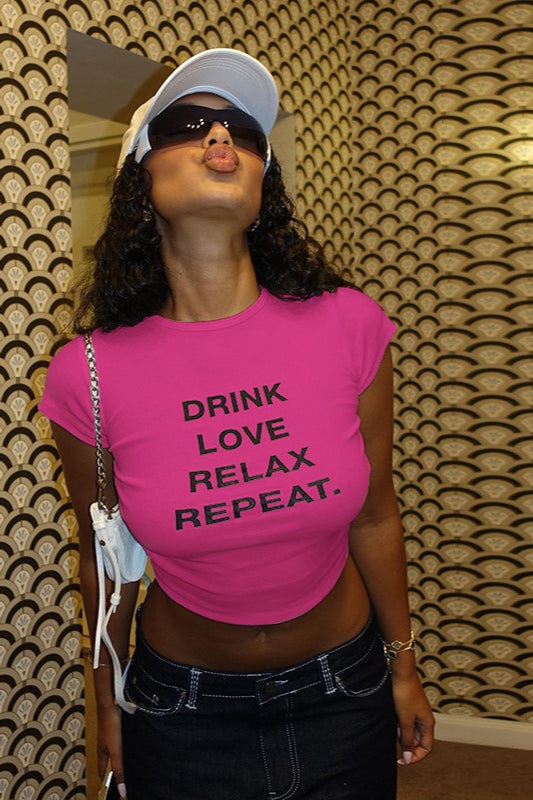 Cropped Letter Print Crewneck T-Shirt