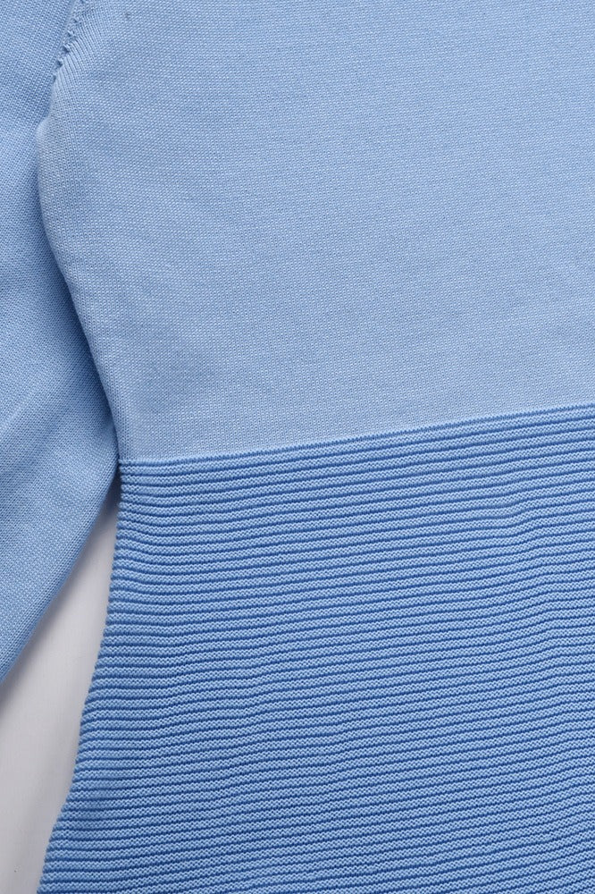 Crew Neck Lantern Sleeve Knit Fit and Flare Mini Sweater Dress 13