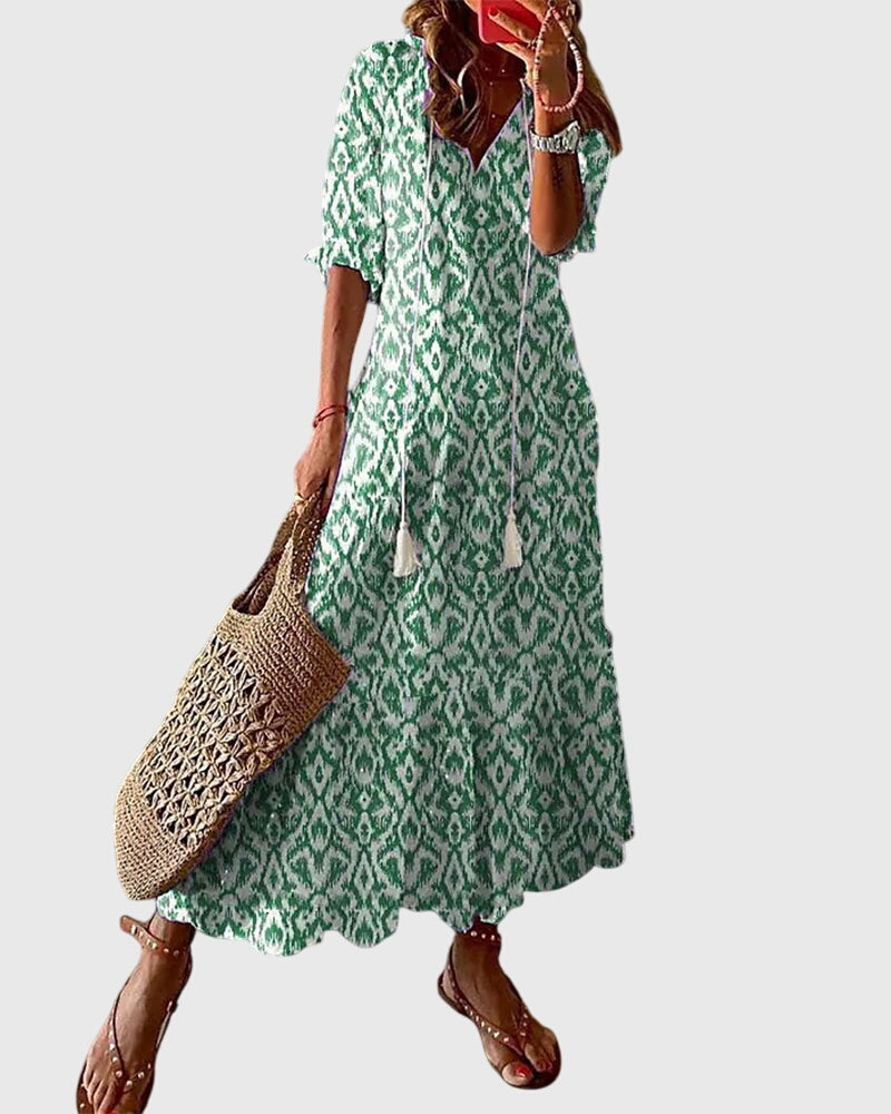 V-Neck Tiered Maxi Dress Summer 2