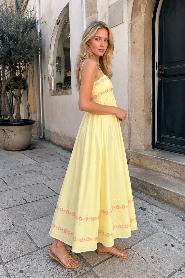 3D Flower Loose A-Line Maxi Dress