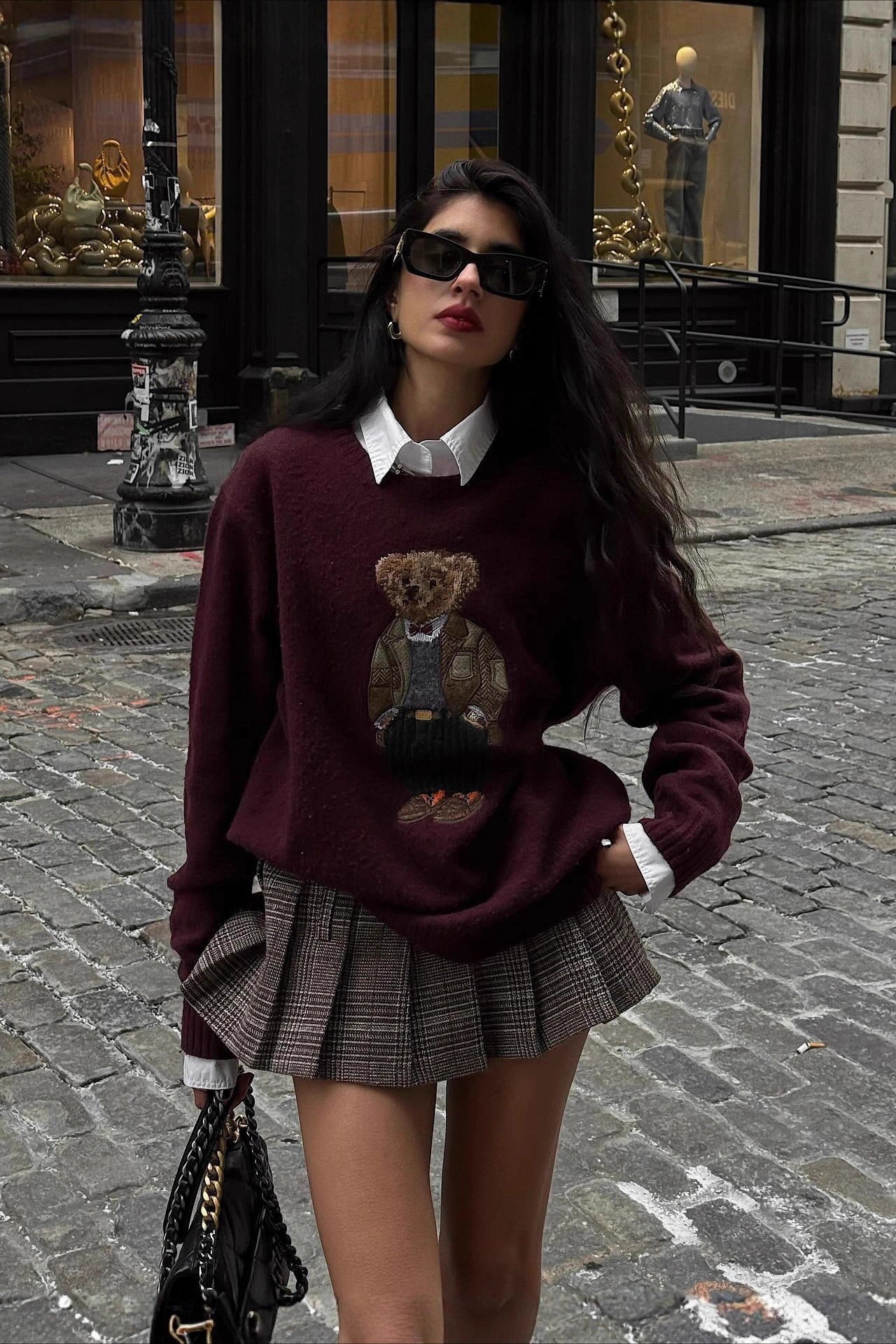Plaid Accordion Pleated Mini Skirt