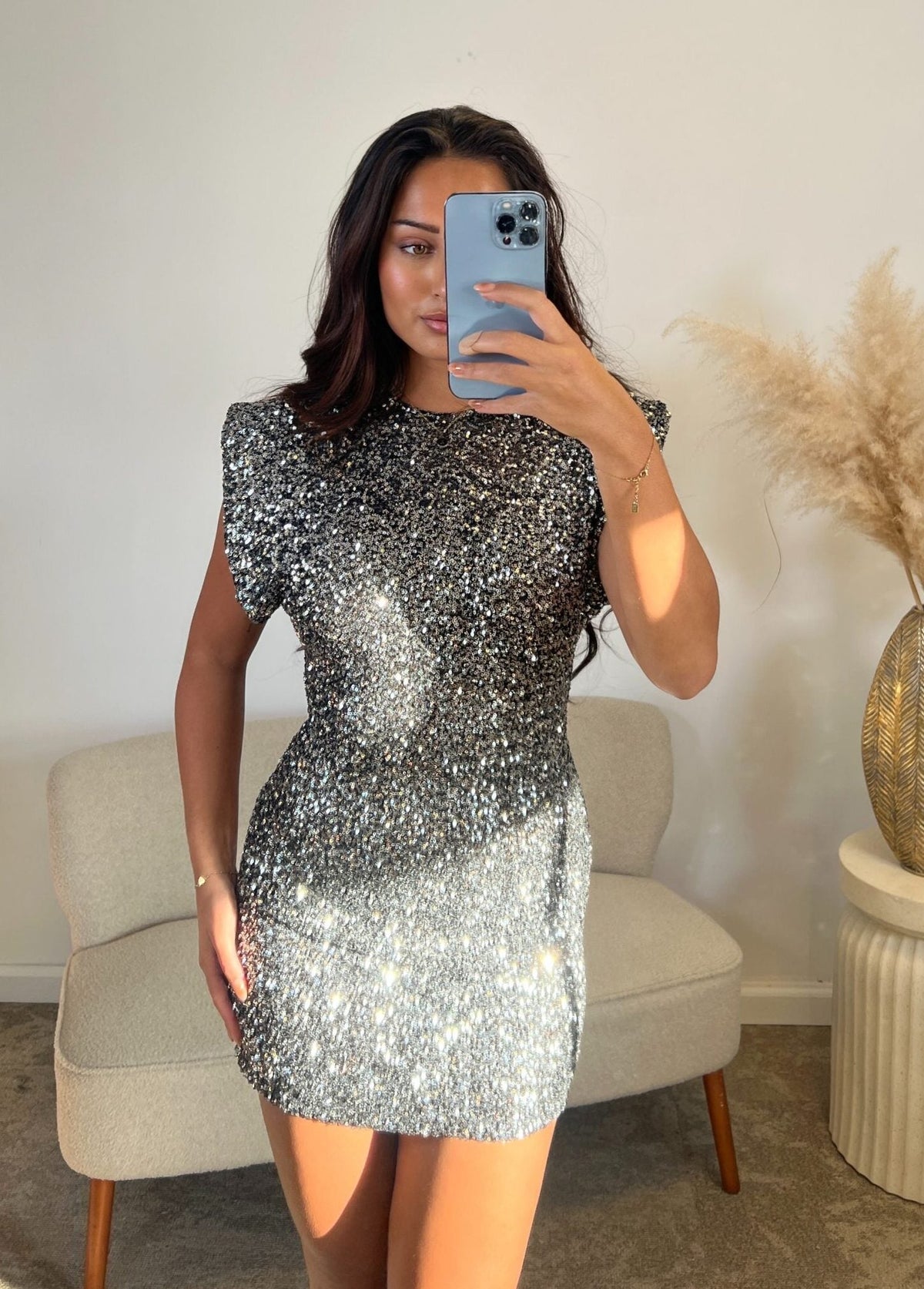 Sequin Crew Neck Cap Sleeve Bodycon Mini Dress 15