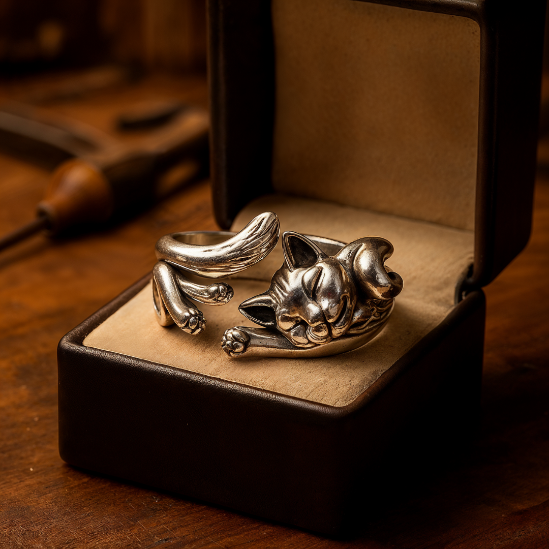 Sleeping Cat Wrap Adjustable Open Ring