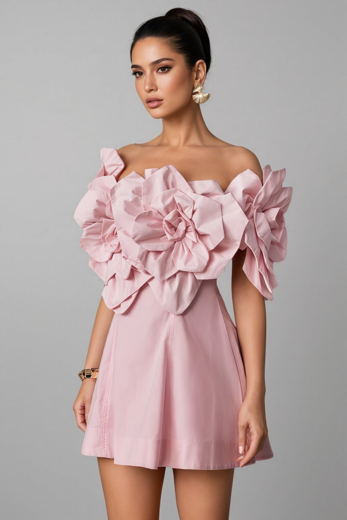 3D Floral Applique Mini Dress - View 4