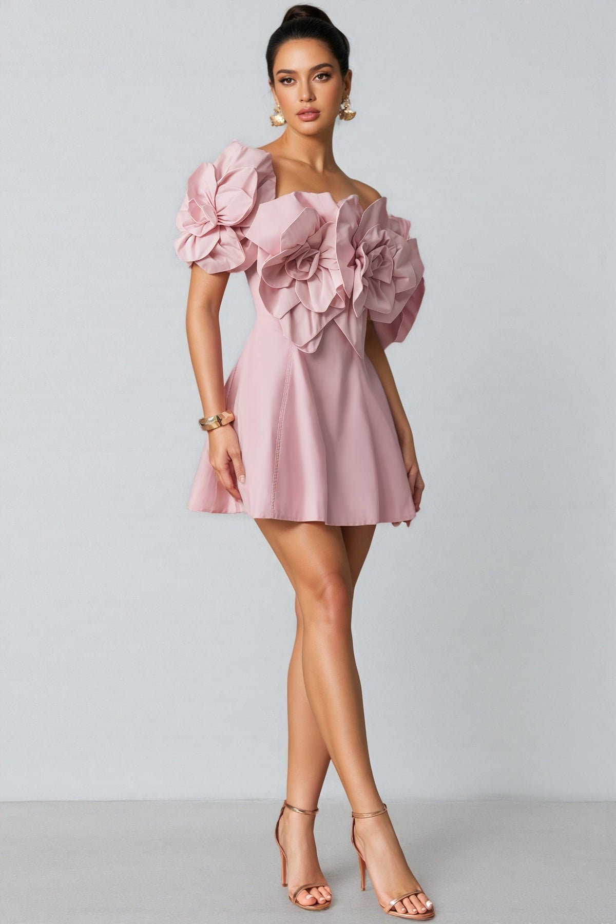 3D Floral Applique Mini Dress - View 2