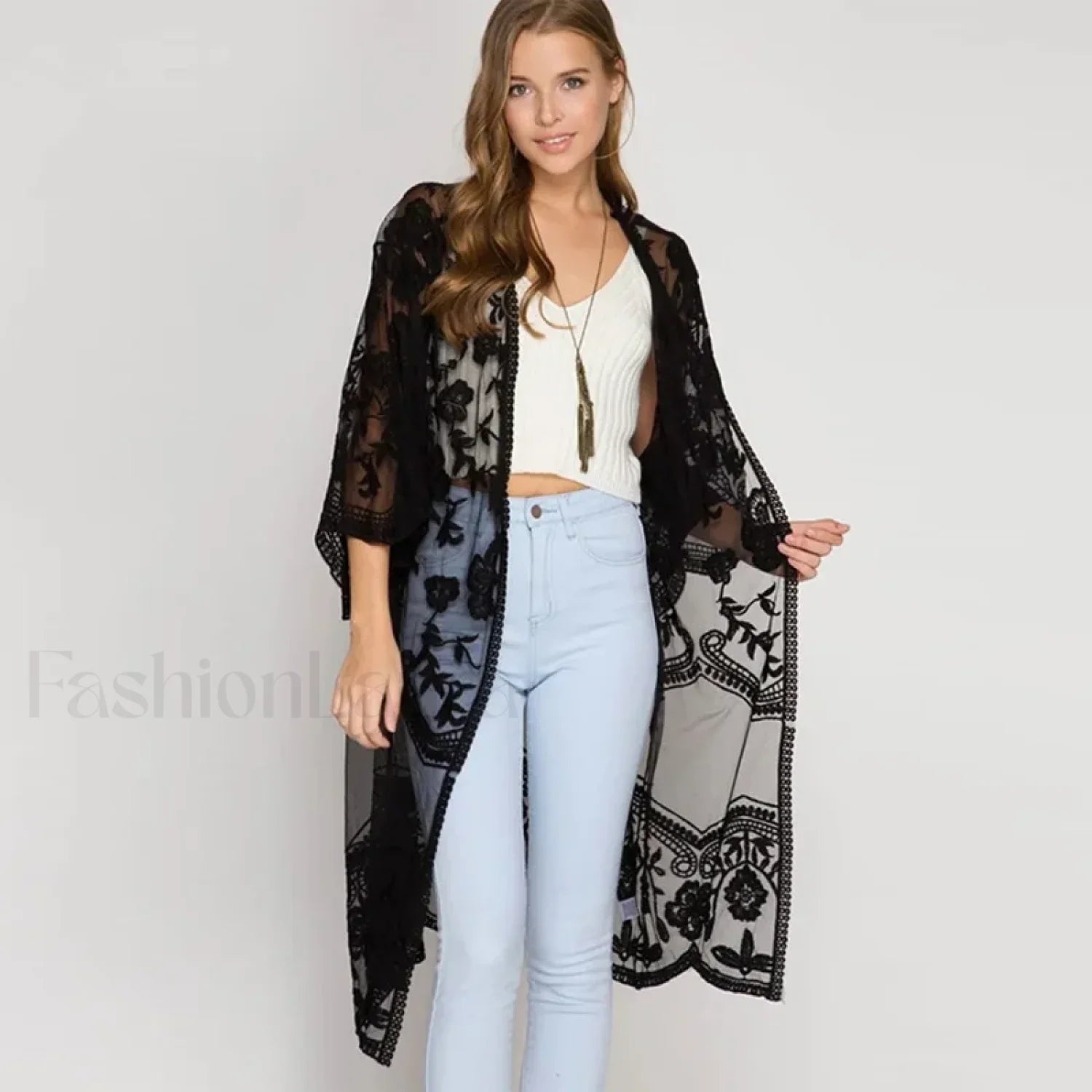 3/4 Sleeve Floral Bikini Cover Up