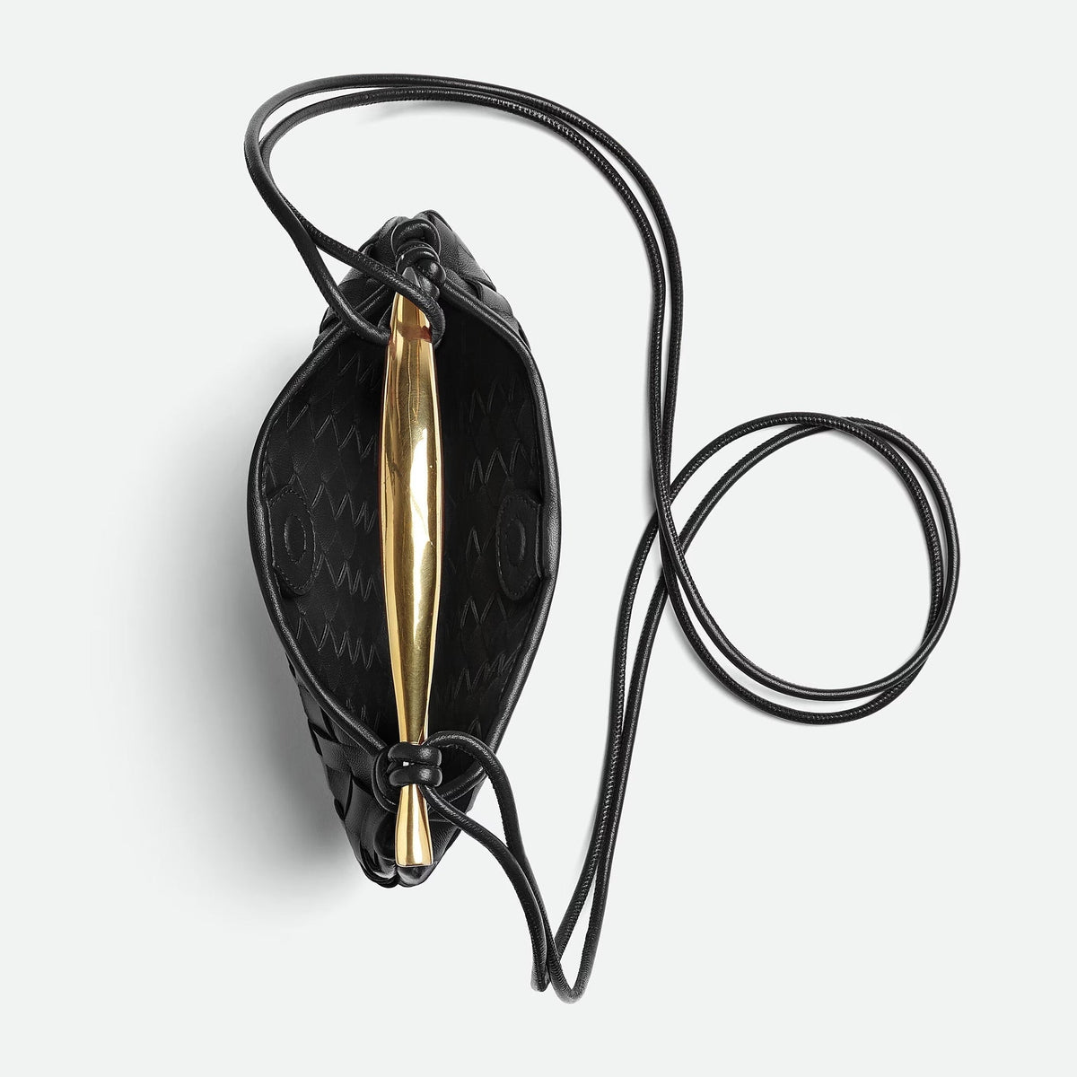 Woven Gold Handle Mini Shoulder Bag