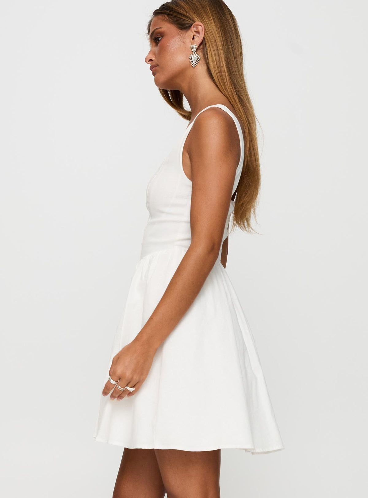 Square Neck Wide Strap Corset Bodice Basque Waist Fit and Flare Mini Dress 4