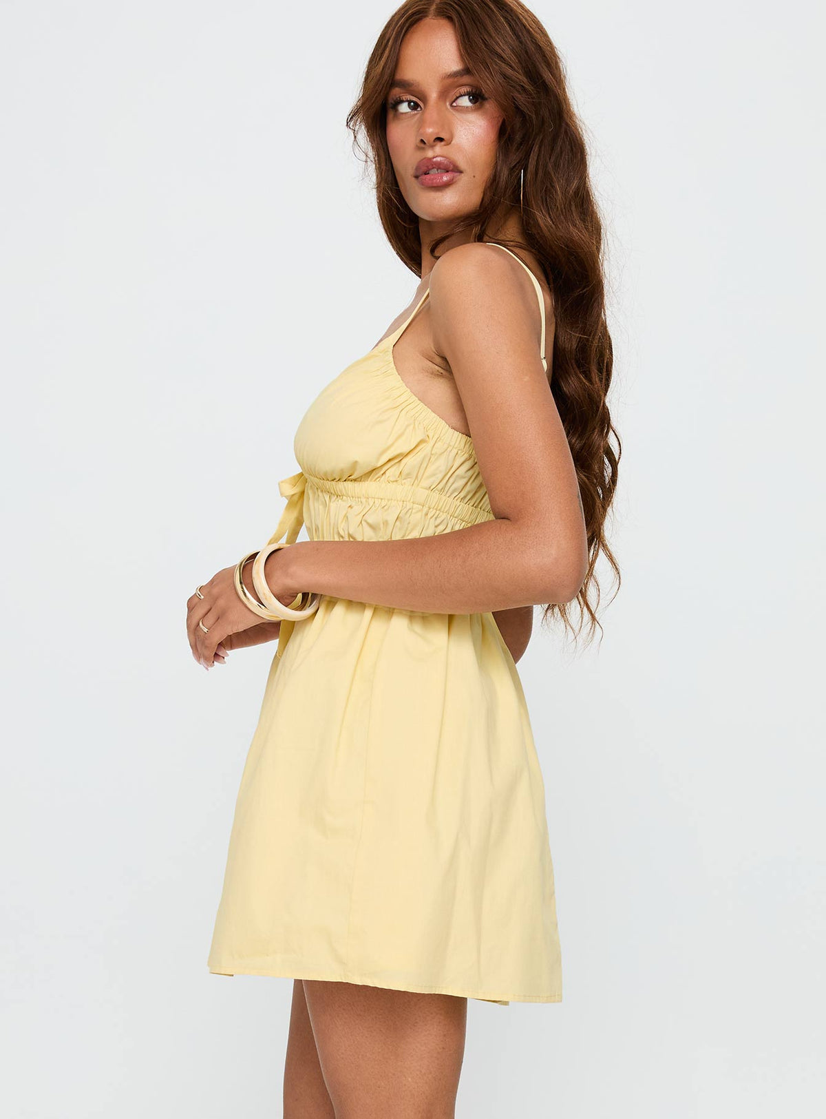 Spaghetti Strap Double Tie Front Cut Out Babydoll Mini Dress 4