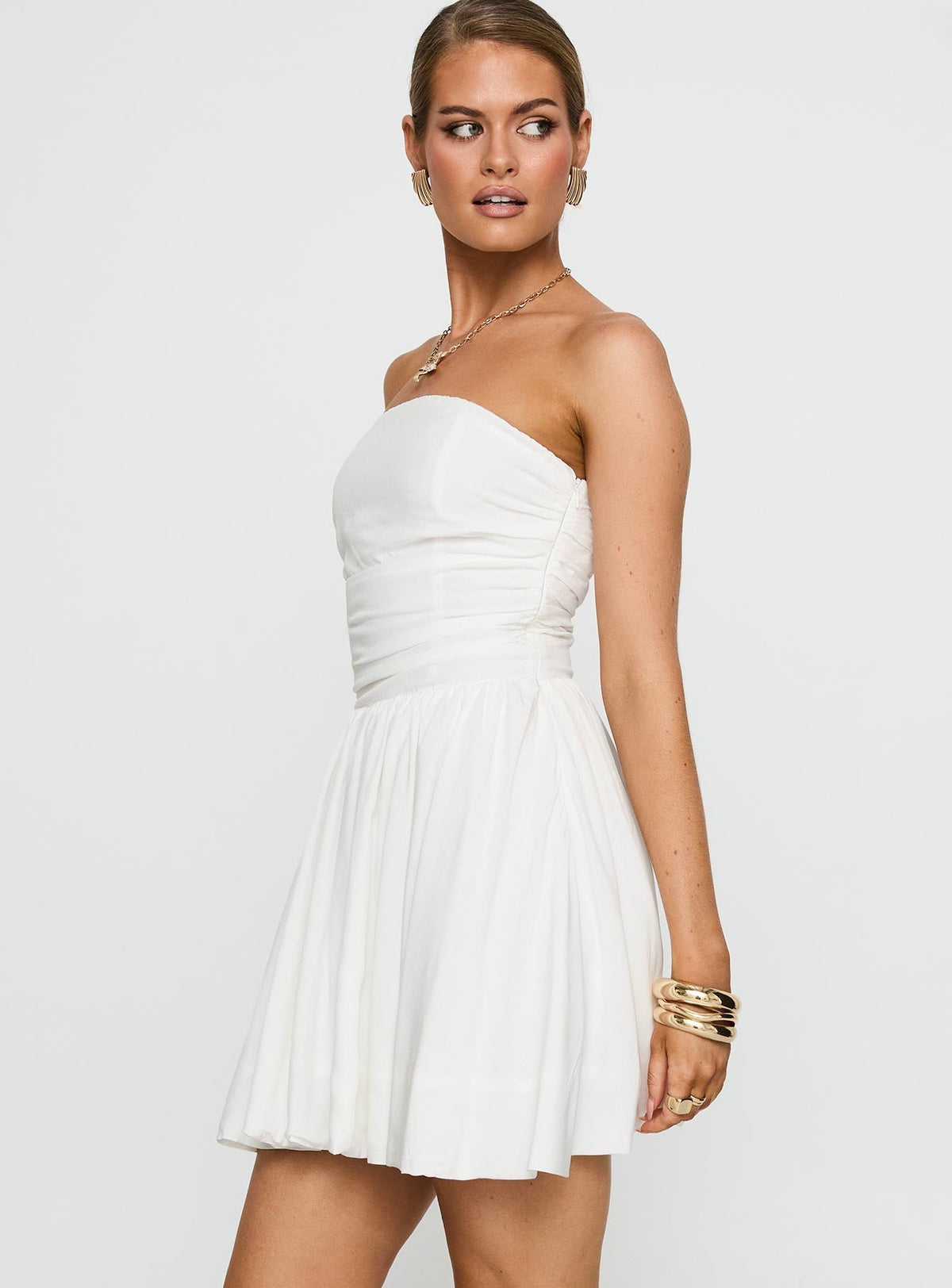 Strapless Ruched Bodice Fit and Flare Mini Dress 4