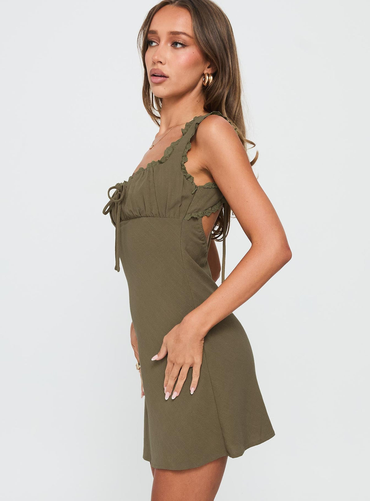 Lillette Frill Mini Dress Olive