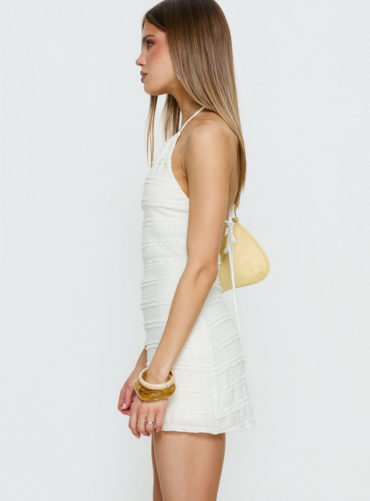 Textured Halter Neck Tie Back Backless Bodycon Mini Dress 4