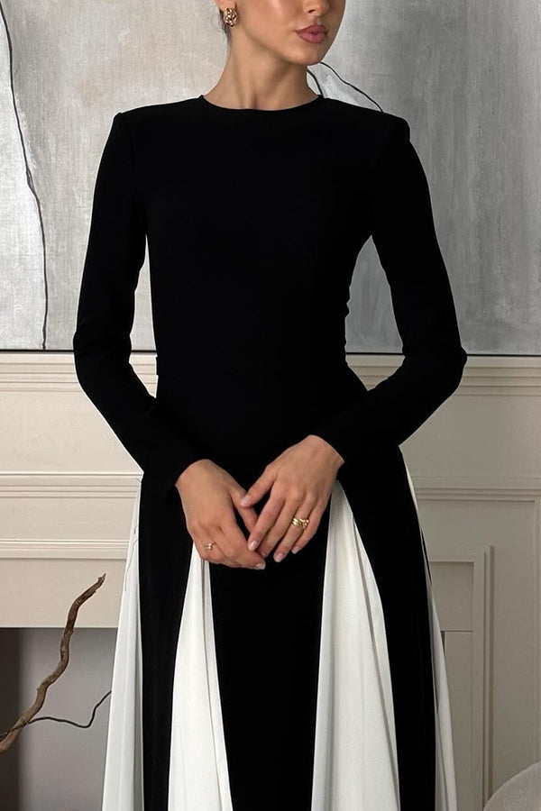 Getting Glam and Elegant Panelled Tulle Long Sleeve A-line Maxi Dress - View 3