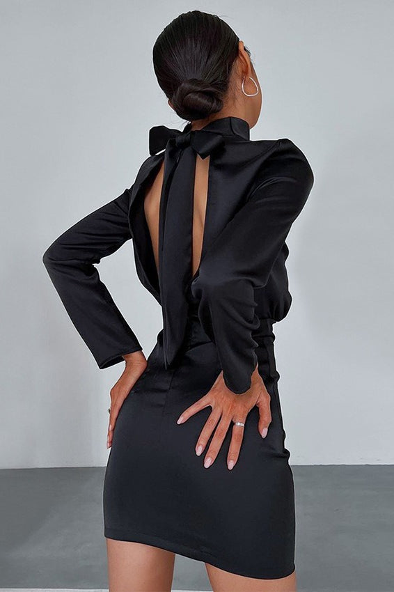 Satin Backless Bow Mini Dress 2