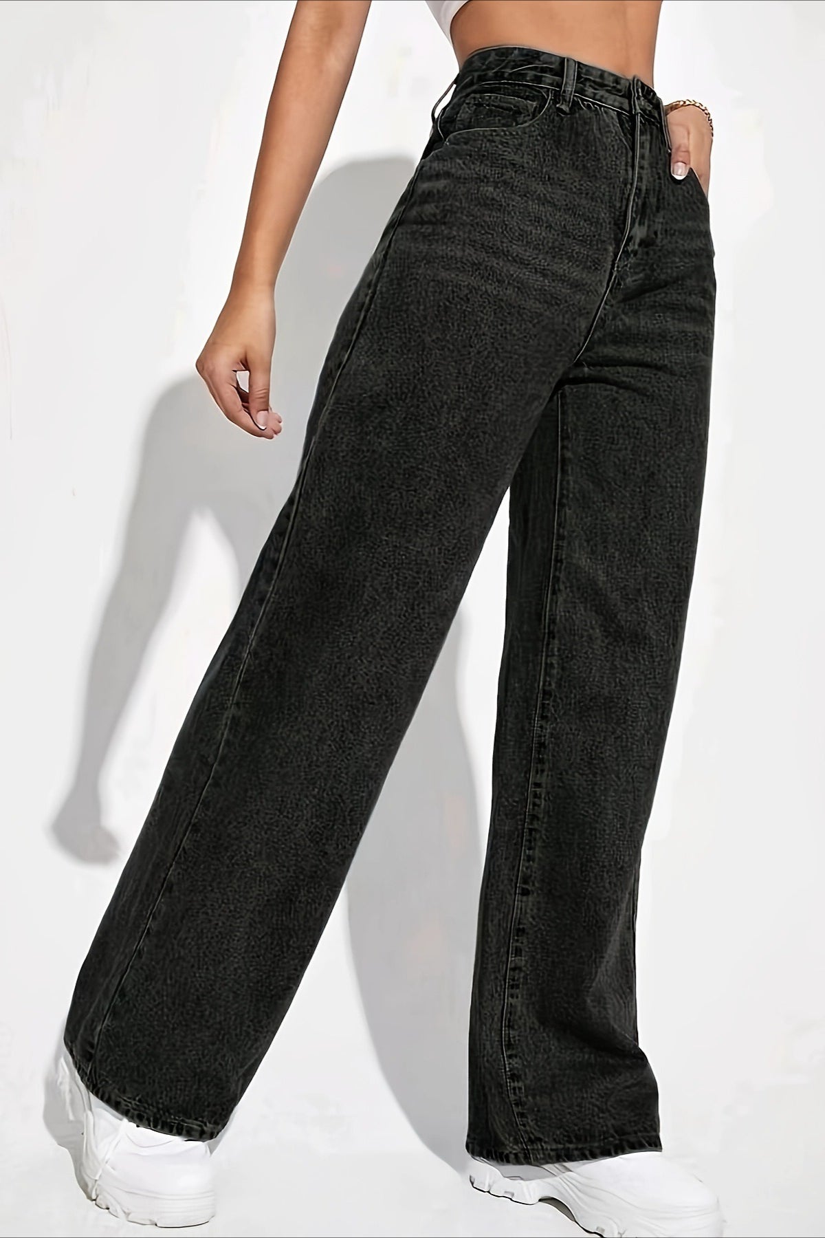 High-Waist Straight-Leg Denim Jeans