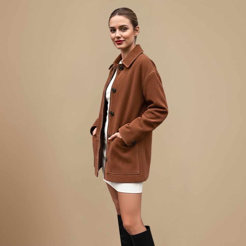 Vintage Cropped Jacket with Lapel Collar and Single-Button Closure