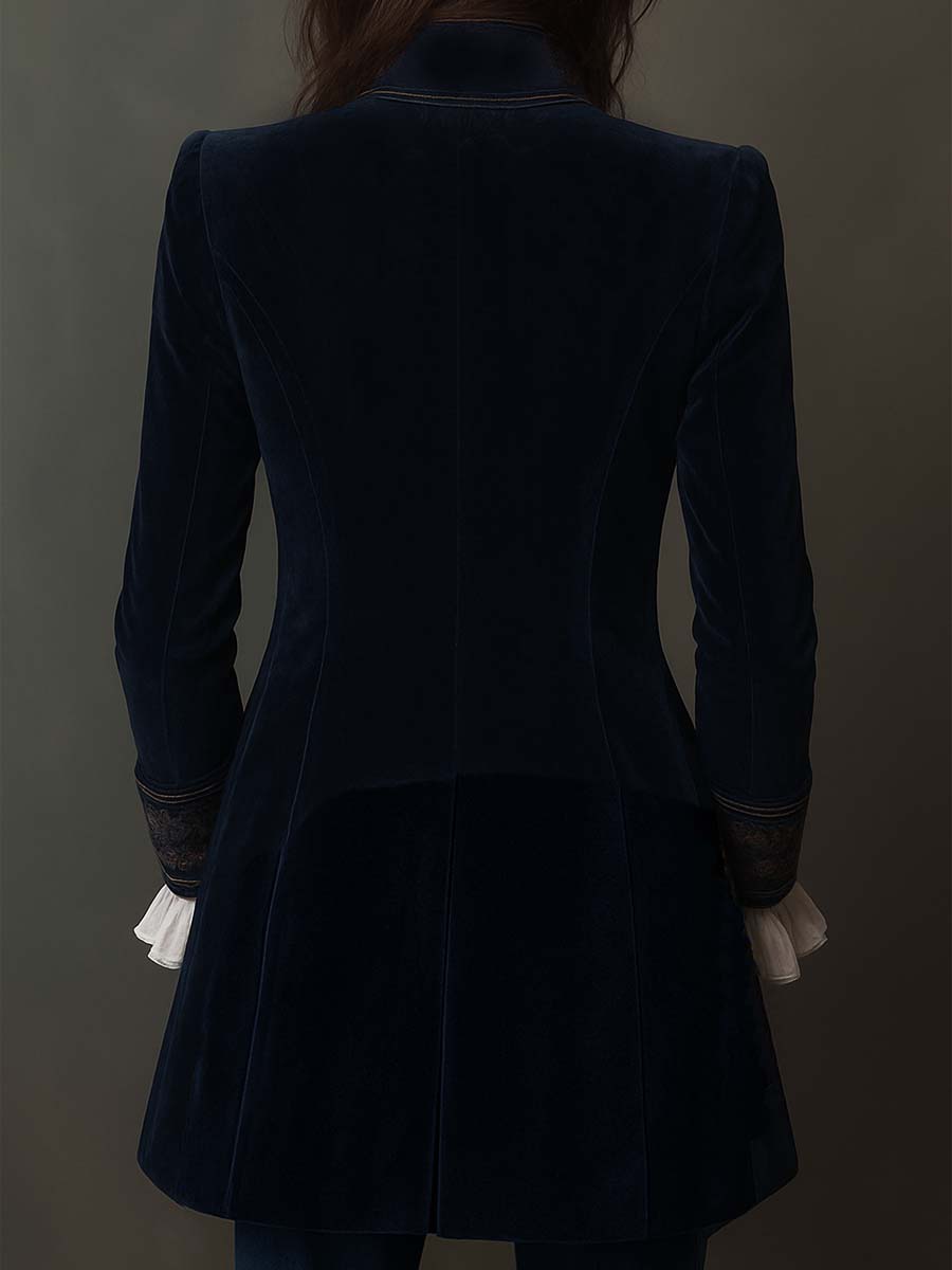 Embroidered Velvet Longline Blazer 9