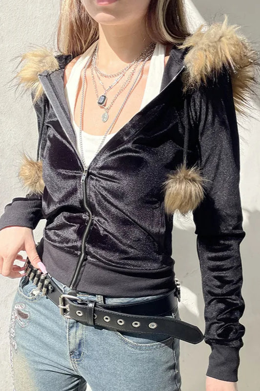 Gothic Velvet Streetwear Hoodie