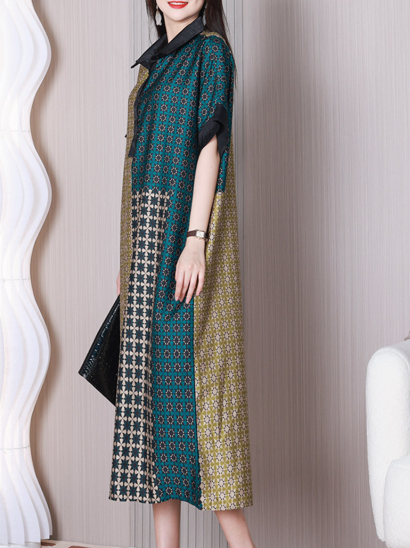 Wonderful Night Lapel Collar A-line Dress