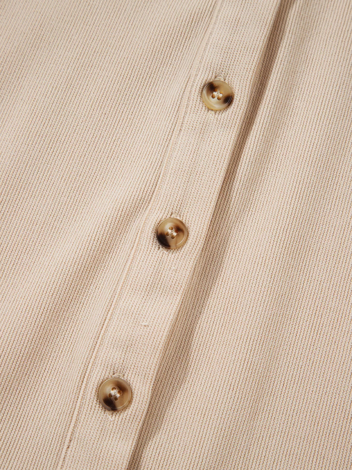 Corduroy Half Button Collared Long Sleeve Mini Dress