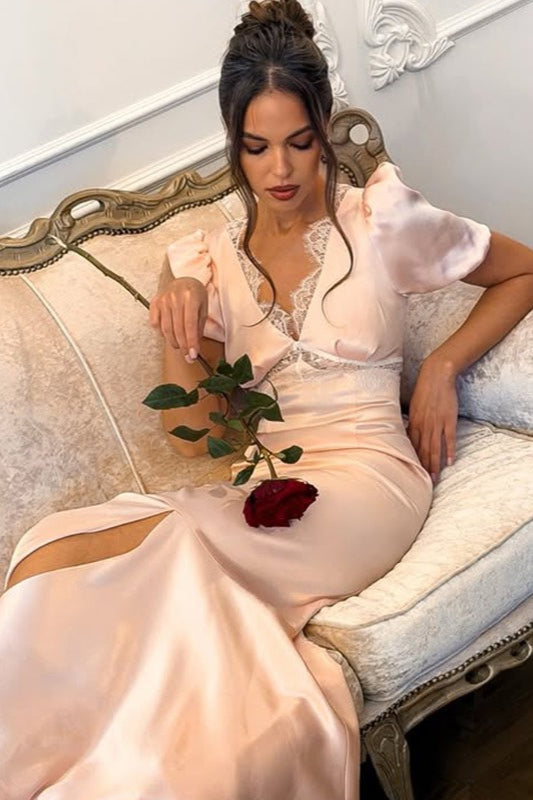 Deep V-Neck Lace Dress