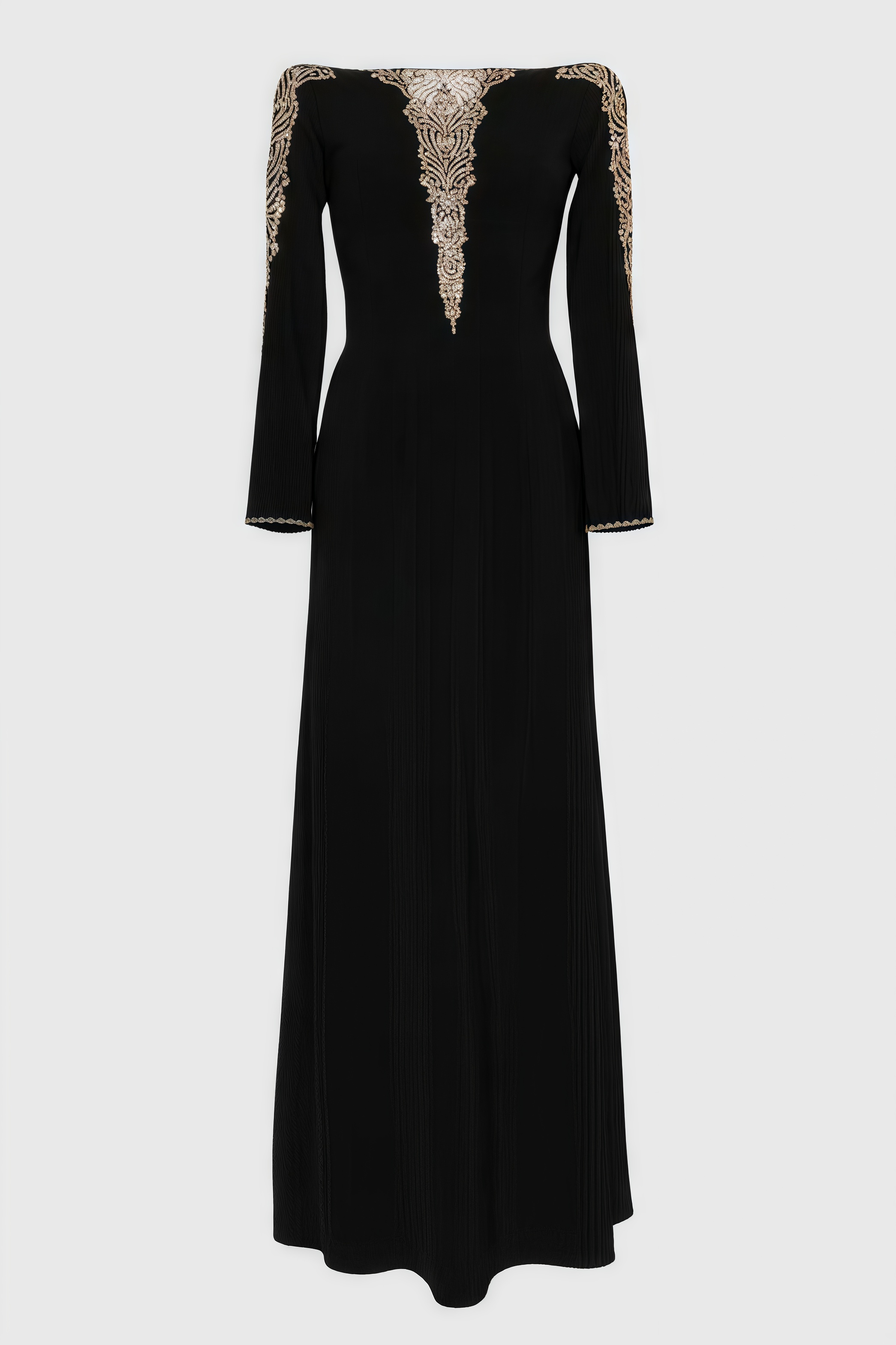 Iontk Black Beaded Diamond Mesh Maxi Dress - View 5
