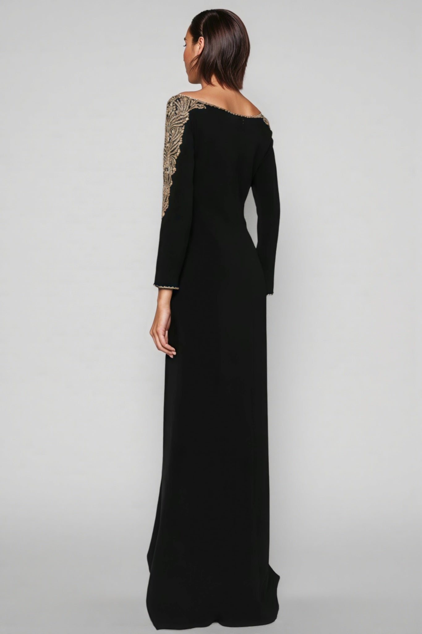 Iontk Black Beaded Diamond Mesh Maxi Dress - View 3