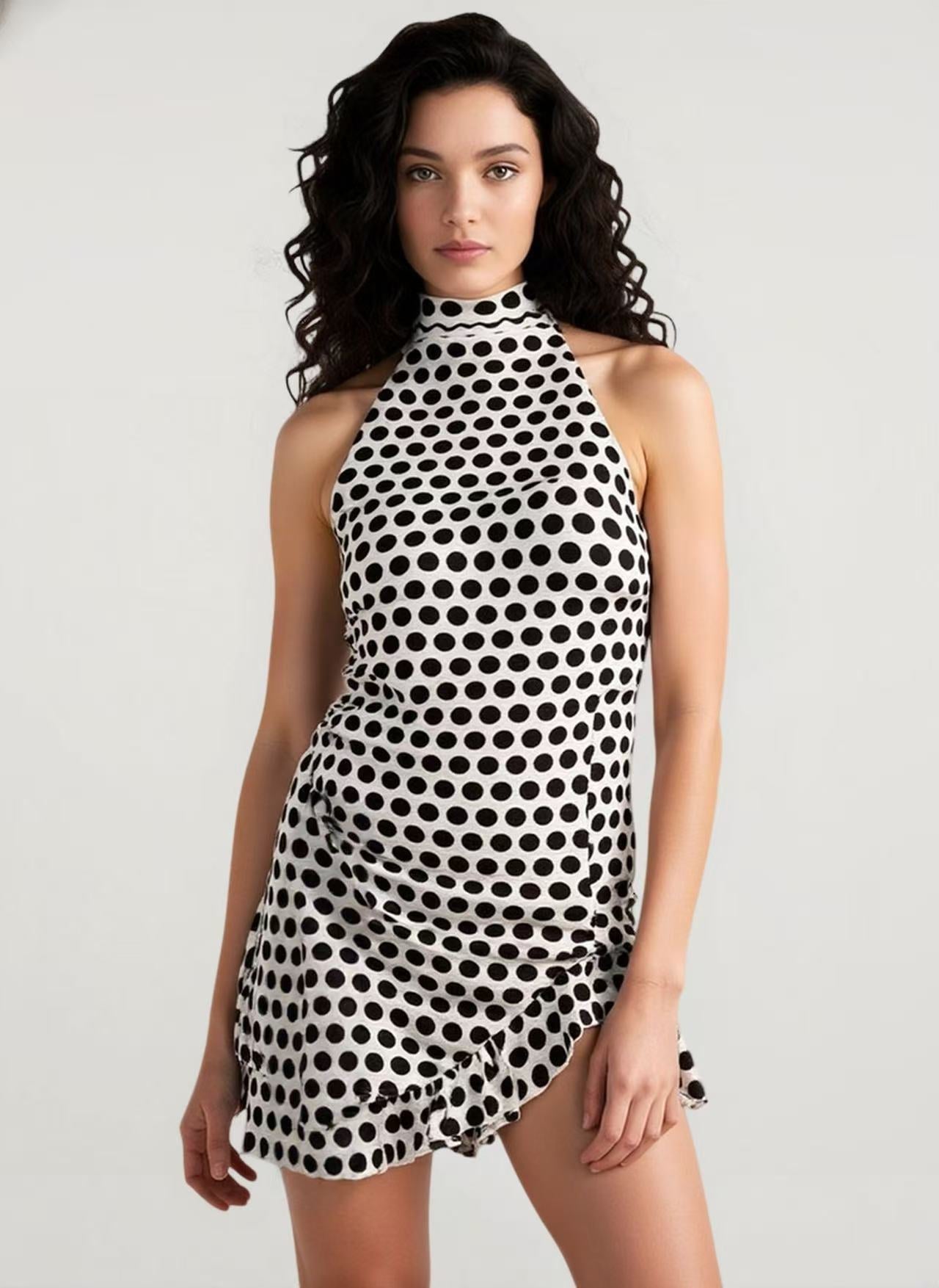 Backless Halter-Neck Bodycon Mini Dress