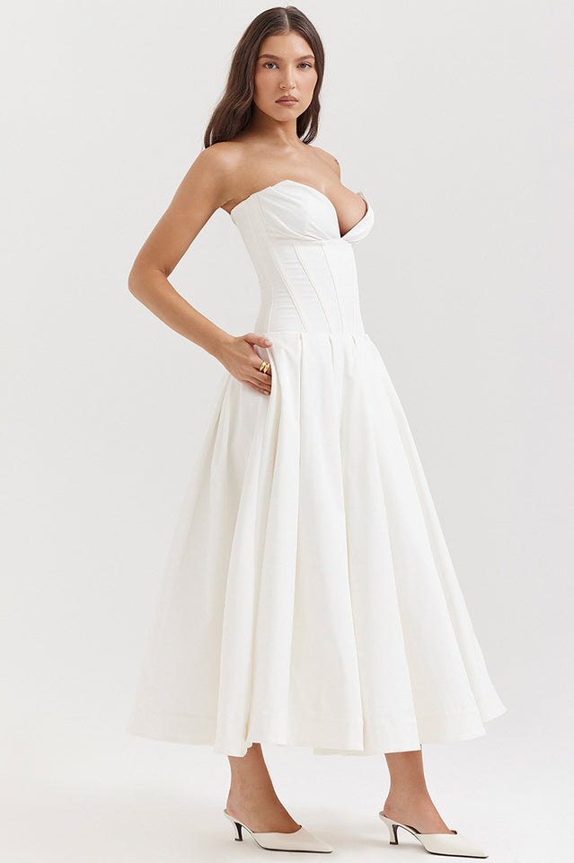 Lady Black Strapless Midi Dress