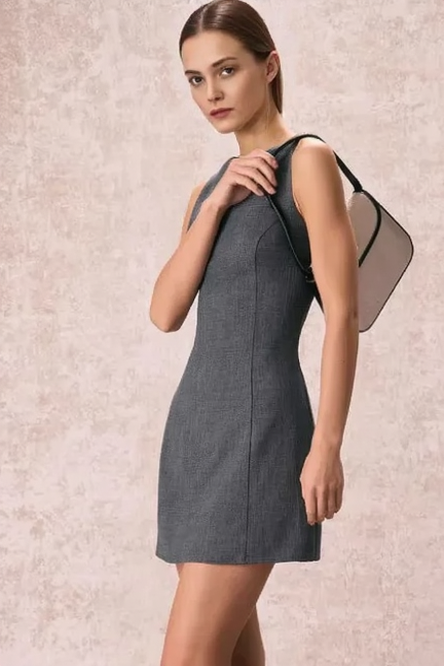Sleeveless Cinched A Line Work Dress